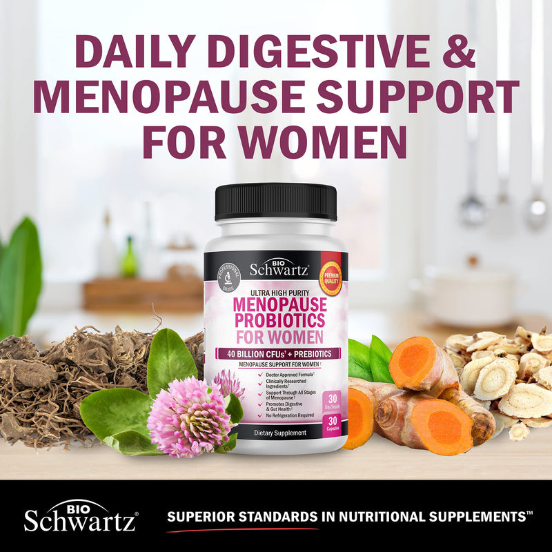 [Australia] - Menopause Supplements for Women - 40 Billion CFU Menopause Probiotics for Women - Support for Hot Flashes Night Sweats Mood Swings and Balance - Non-GMO, 30 Easy-Swallow Capsules, 30 Servings 30 Count (Pack of 1) 