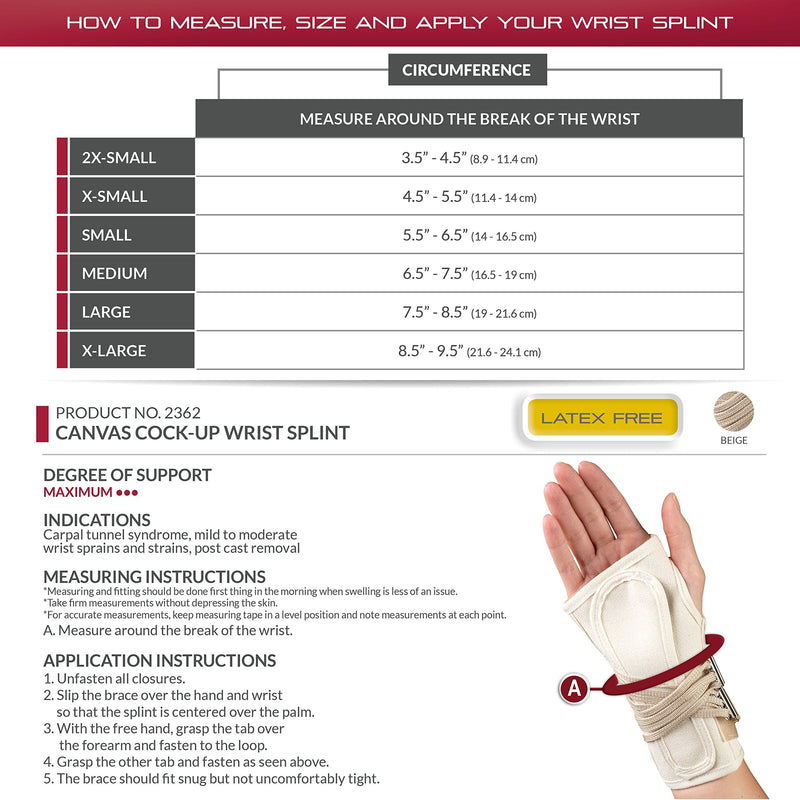 [Australia] - OTC Wrist Splint, Prop-Up Lacing for Carpal Tunnel Relief, Canvas, White, Left Hand, Large Large (Pack of 1) Ivory (Left Hand) 
