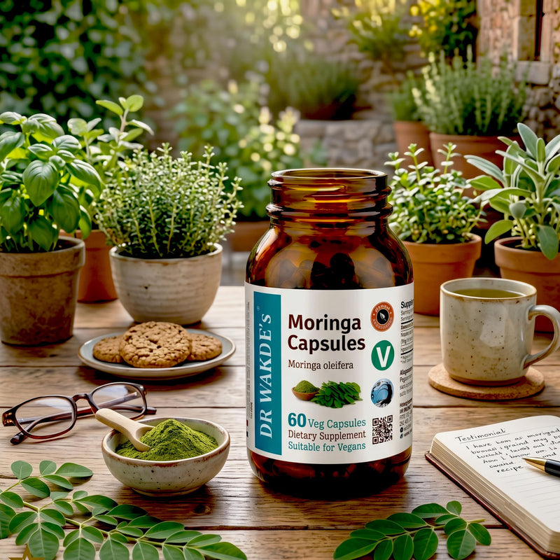 DR WAKDE'S Moringa Capsules (Moringa oleifera, 60 Veg Caps, Plant-Based Supplement, Ayurvedic Herb, All Natural, Vegan)