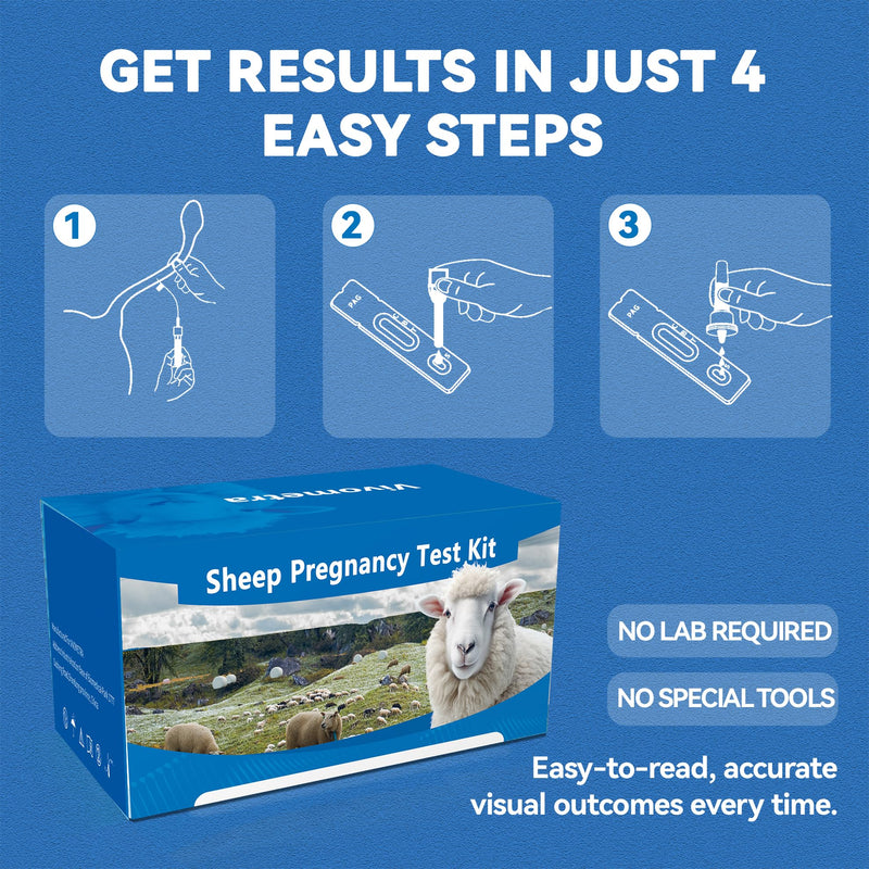 Sheep/Ovine/Goat Early Pregnancy (PAGs) Rapid Test Kit - 5 Tests, Hormones (PAGs), Whole Blood/Serum/Plasma Testing, Detect Pregnancy as Early as 28 Days Post-Breeding