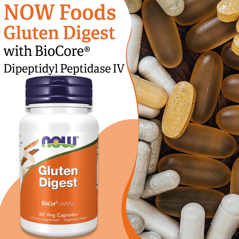 Now Foods, Gluten Digest (Gluten Enzyme), 60 Vegan Capsules, SOYA Free, Gluten Free, Non-GMO, Vegetarian