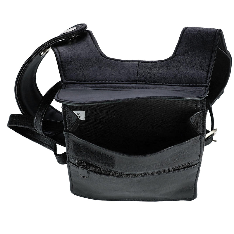 CTM Unisex Leather Travel Shoulder Wallet, Black