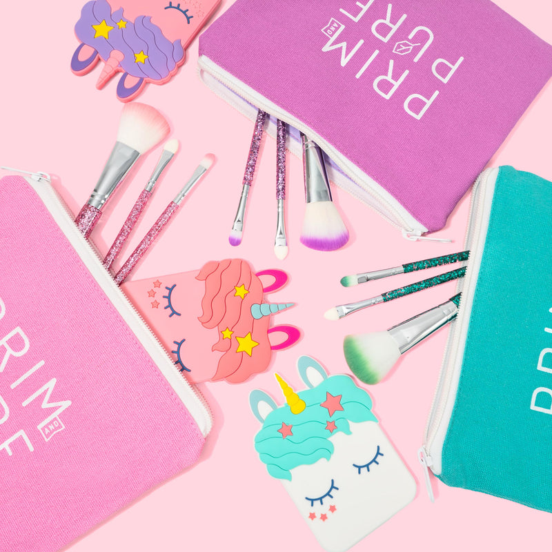 [Australia] - Prim and Pure Mineral Gift Set with Unicorn Mirror| Perfect for Play Dates & Birthday Parties | Kids Eyeshadow Makeup – Mineral | Organic & Natural Makeup Kit for Kids| Made in USA (Pink) Pink 