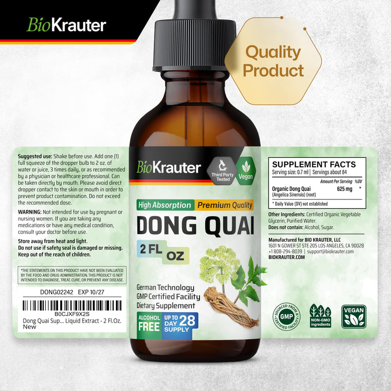 [Australia] - Dong Quai Tincture - Organic Angelica Root Liquid Extract - Women’s Health Support - Alcohol and Sugar Free - Vegan Drops 2 Fl.Oz. 2 Fl Oz (Pack of 1) 