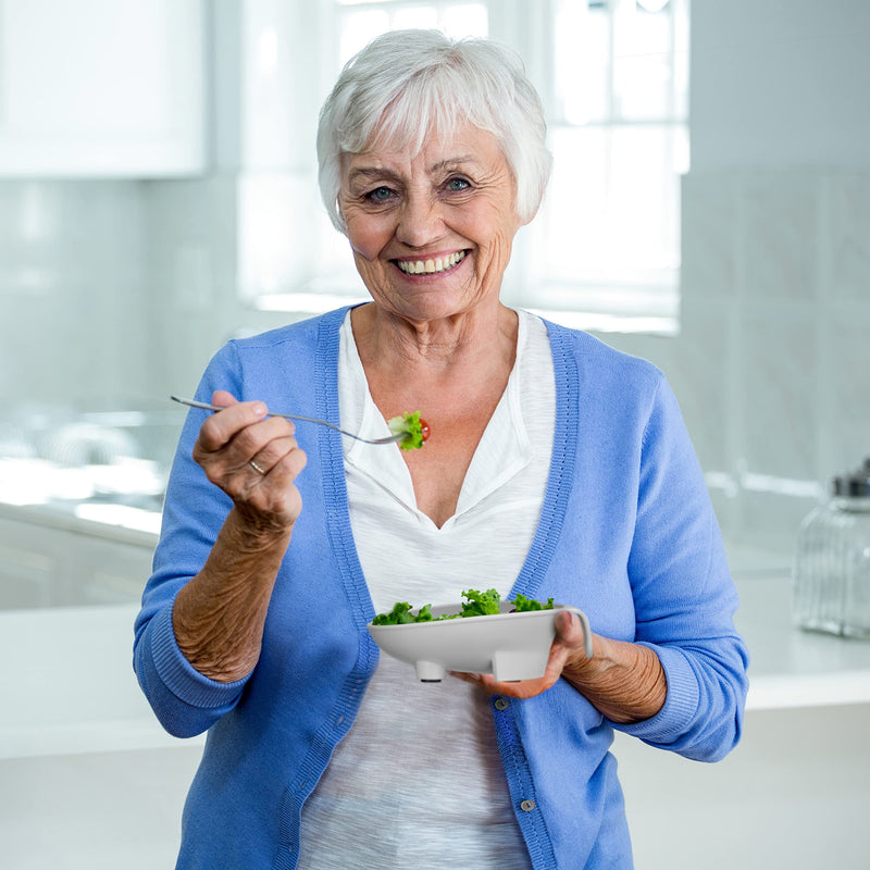 [Australia] - Adaptive Scoop Plate with Handle - Non-Skid Melamine Bowl for Disabled Adults, One-Handed Plates for Elderly with Tremor, Arthritis or Parkinson's, 6 Inch, Spill-Proof, by Senior ICare 
