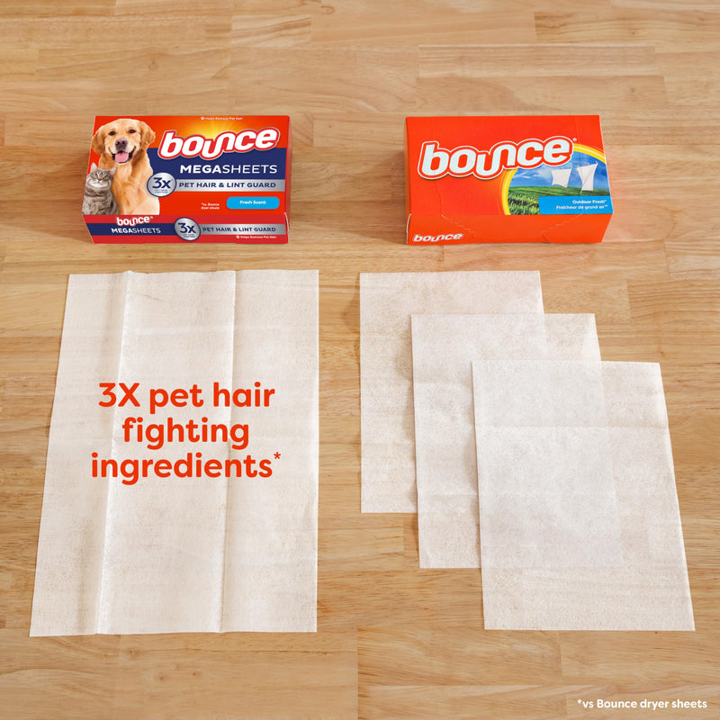 [Australia] - Bounce Pet Hair and Lint Guard Mega Dryer Sheets with 3X Pet Hair Fighters, Fresh Scent, 50 Count 50 Count (Pack of 1) 
