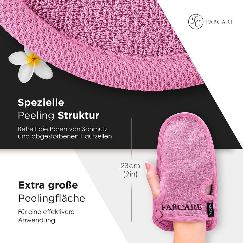 [Australia] - FABCARE Premium Peeling Gloves for Body and Face, Peeling Sponge Pack of 2 - Exfoliating Gloves for Body Scrub with Suction Cups and Ebook, Dermatologically Tested with DERMATEST Rating VERY GOOD 1 Piece (Pack of 2 Blue) 