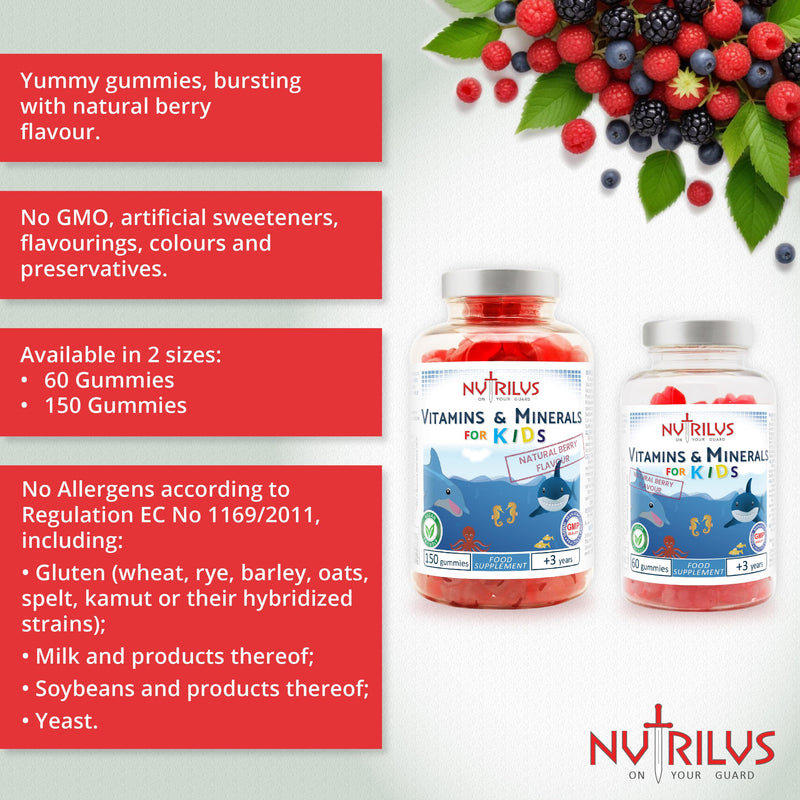 Vitamins & Minerals for Kids and Adults Natural Berry Gummies – Multivitamin & Zinc & Iodine – Growth & Immune & Hormones (150 Gummies) 150 count (Pack of 1)