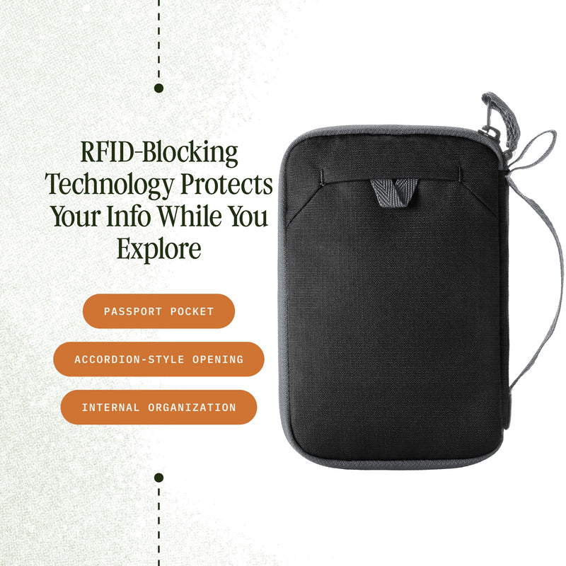Eagle Creek Stash RFID Passport Wallet, Unisex, Black | Slim Travel Organizer with RFID Blocking, Secure Storage for Passport, Cards, and Cash, Lightweight and Water-Resistant
