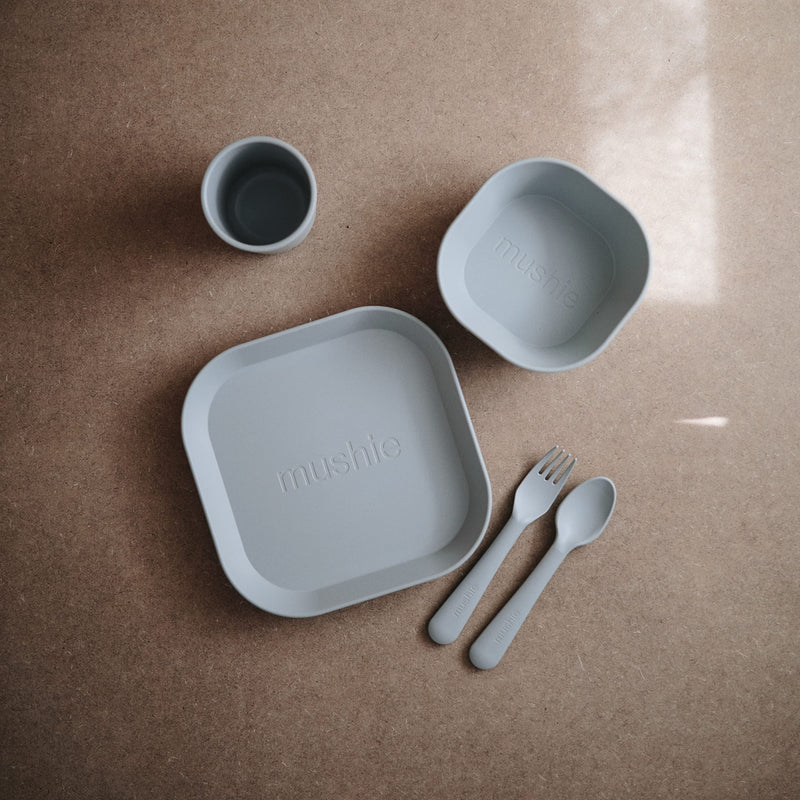 [Australia] - mushie Square Dinnerware Plates for Kids | Made in Denmark, Set of 2 (Cloud) (Cloud) Square Plate 