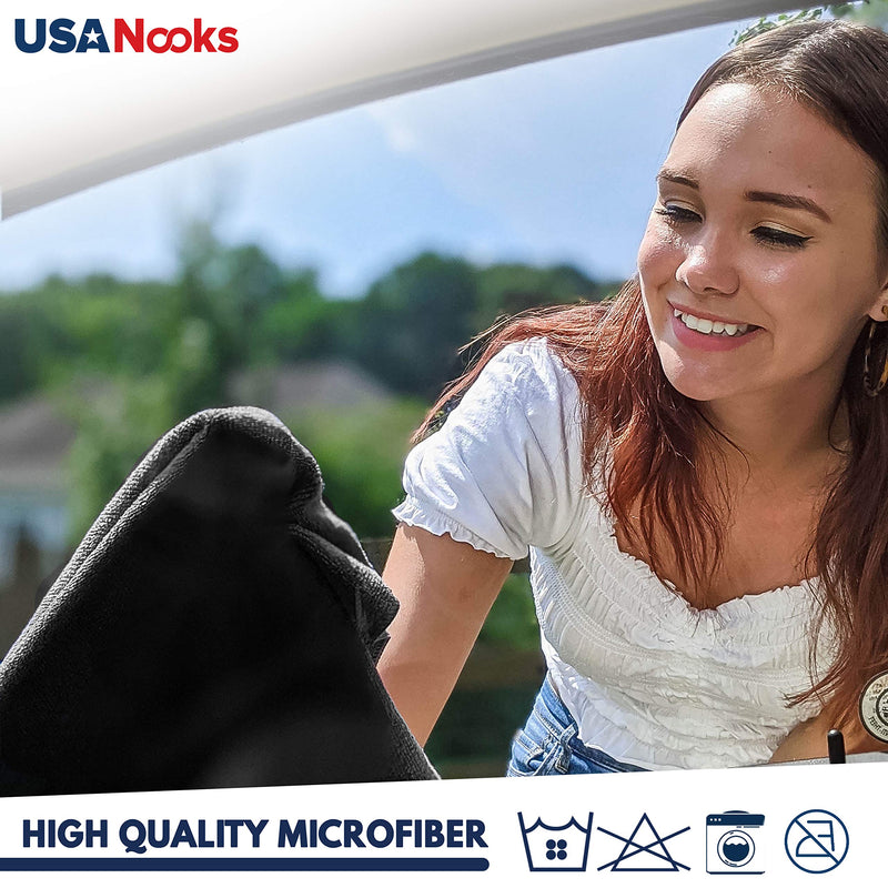 [Australia] - Microfiber Cleaning Cloth - 12Pcs 12.5x12.5 inch High Performance - 1200 Washes, Ultra Absorbent Microfiber Towels for Cars Weave Grime & Liquid for Streak-Free Mirror Shine-Microfiber Cloth Black 