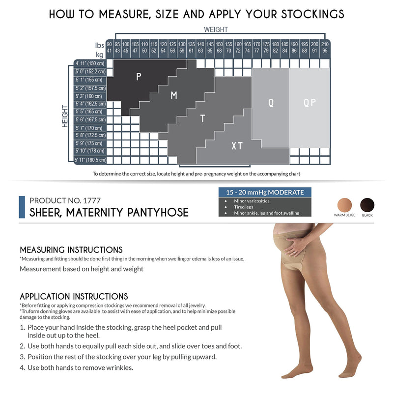 [Australia] - Truform Sheer Maternity Pantyhose, 15-20 mmHg Compression, Tummy Support, 20 Denier, Beige, Tall 
