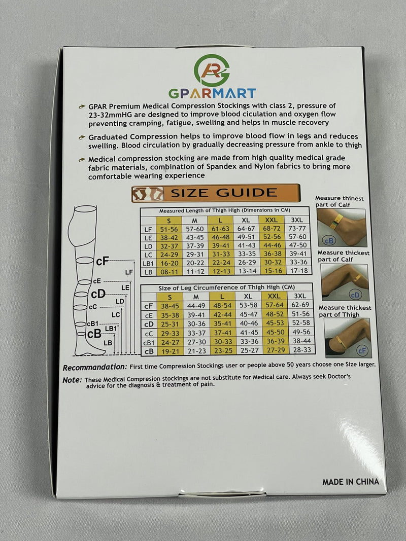 [Australia] - GPAR PREMIUM Medical compression stockings class 2, unisex, 23-32 mmHG, toe-closed thigh-high stockings for varicose veins, edema, leg pain, thrombosis XL Black 