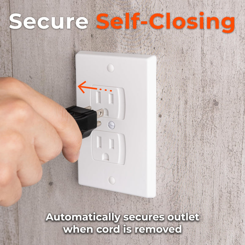 [Australia] - 4-Pack Self-Closing Outlet Covers Baby Proofing - for Standard Single Screw & Decorator 2-Screw Outlets - Child Proof Sliding Outlet Covers 