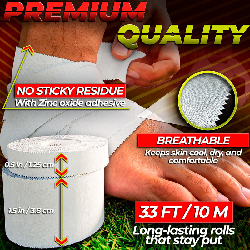 [Australia] - White Athletic Tape Extremely Strong: 8 Rolls + 2 Finger Rolls. Easy to Apply & No Residue. Sports Tape Athletic for Boxing Football Climbing or Gymnastics for Wrist Ankle & Hand Protection 8+2 Set 
