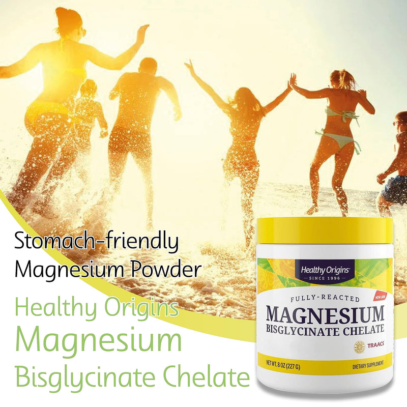 Healthy Origins, Fully Reacted Magnesium Bisglycinate Chelate, 227 g Vegan Powder, Gluten Free, Soy Free, Vegetarian