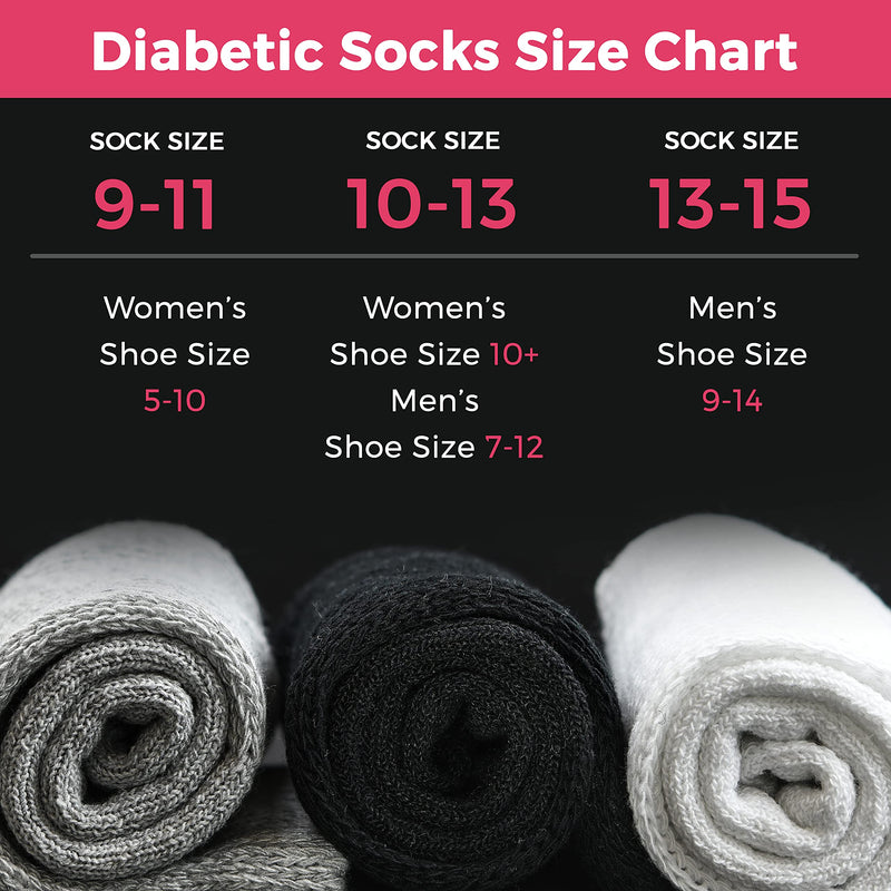 [Australia] - Debra Weitzner Diabetic Socks For Men and Women Loose Fit Non-Binding Cotton Crew Socks 6 Pairs 10-13 6 Pairs Black 