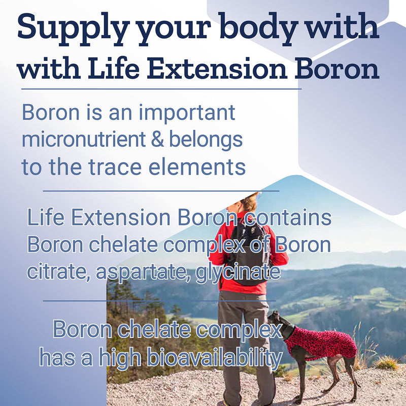 Life Extension, Boron, 3mg, with Vitamin B2, 100 Vegan Capsules, Laboratory-Tested, Gluten-Free, Vegetarian, SOYA-Free, Non-GMO