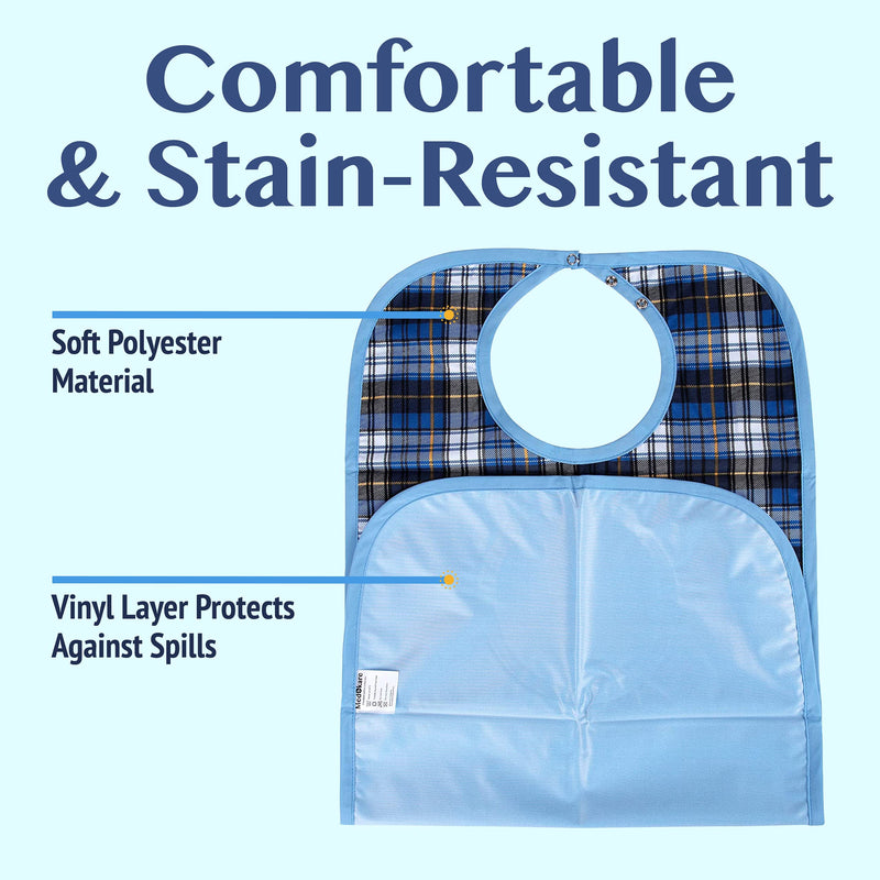 [Australia] - Medokare Adult Bibs for Eating, Washable Clothing Protectors for Women and Men Multicolor Multi 3 Pack 