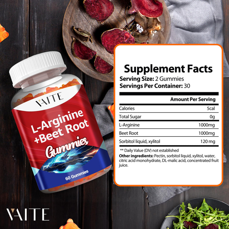 [Australia] - L Arginine Supplement Beet Root Gummies - Double Strength, Energy Boost, Circulation Support and Stamina, Organic Chewable Beets Supplements for Men and Women, Vegan Gummy, Non-GMO, Sugar-Free 1 Pack 