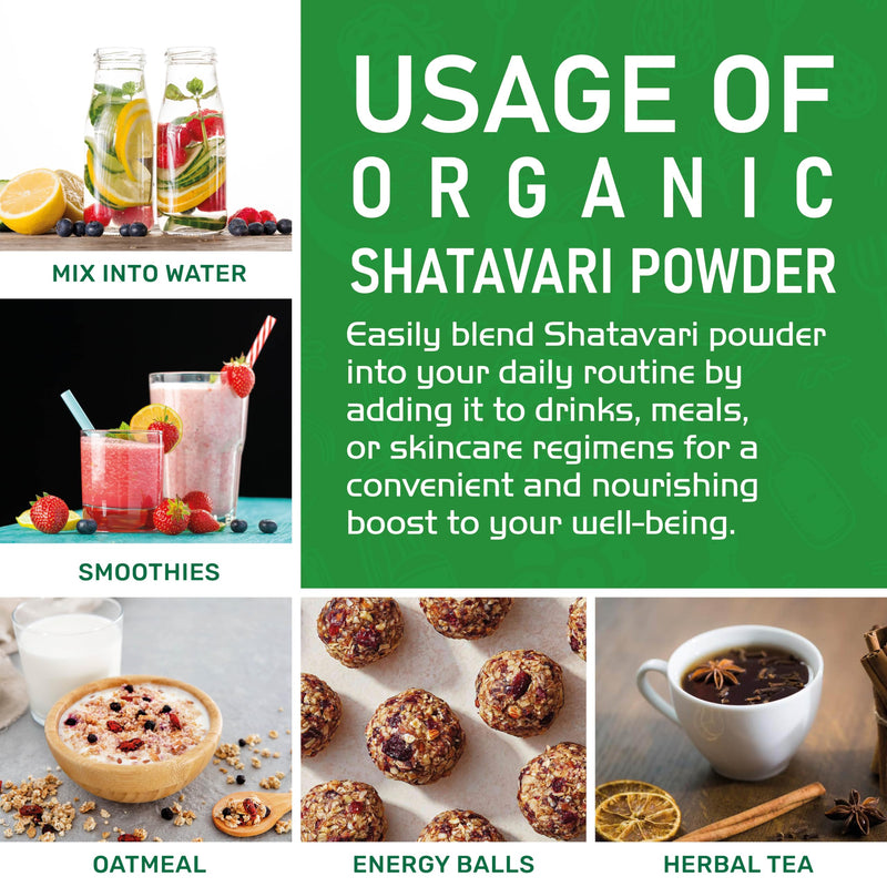 [Australia] - Jiva Organics Organic Shatavari Powder 1 Pound Bulk Bag - Asparagus racemosus - Pure Ayurvedic Herb 