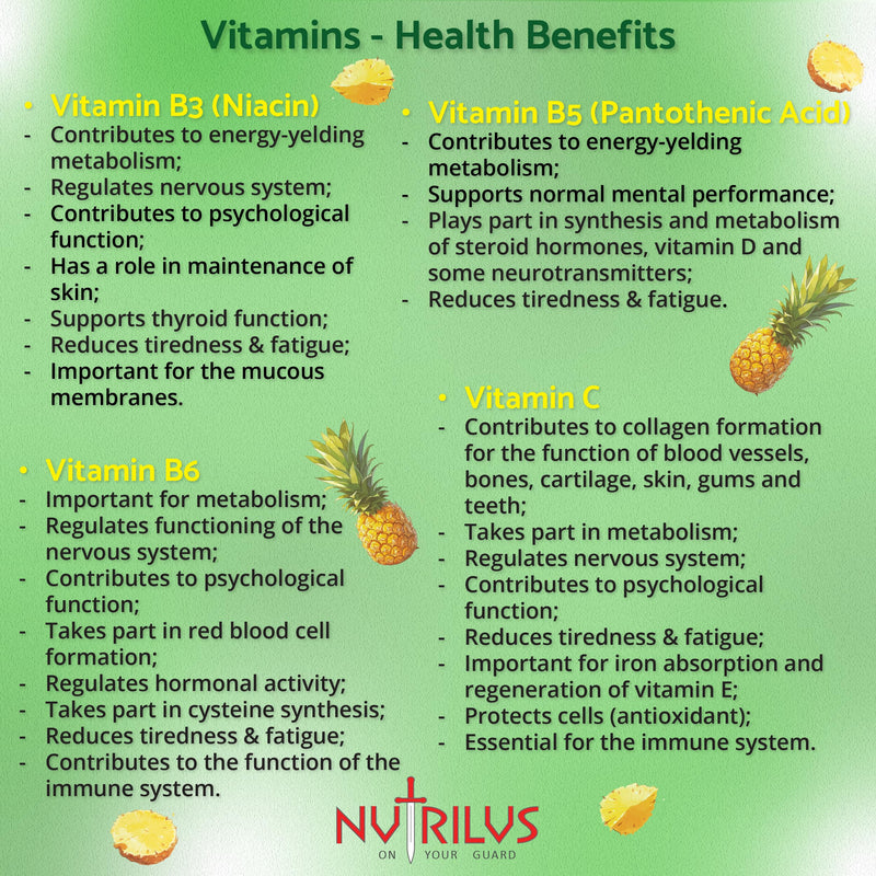 Probiotics & Vitamins for Kids and Adults Natural Pineapple Gummies - Large Pack - Active Blend - Vitamin B3, B5, B6, C (150 Gummies) 150 count (Pack of 1)