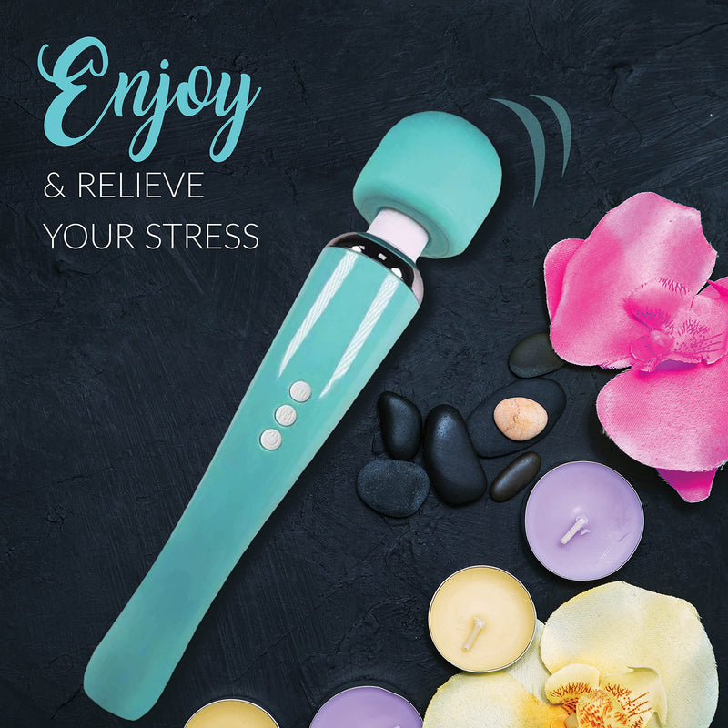 Therapeutic Cordless Massager - Powerful Massage Tool Handheld 8 Speeds 20 Patterns - Rechargeable Hand Massagers for Sore Muscles - Hand Held Massage Tool for Neck & Back Aquamarine