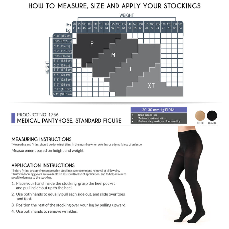 [Australia] - Truform 20-30 mmHg Compression Pantyhose, Women's Hosiery Support Tights, Beige, X-Tall 