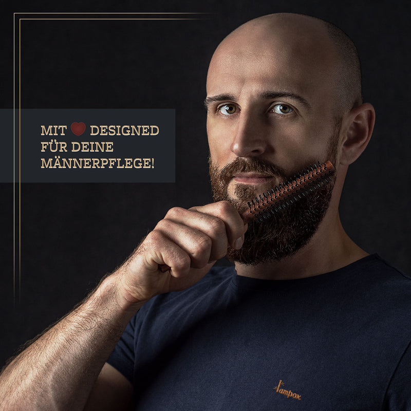 [Australia] - lampox men's round brush, beard brush, beard comb, round hairbrush for medium-length and long hair (L) L 