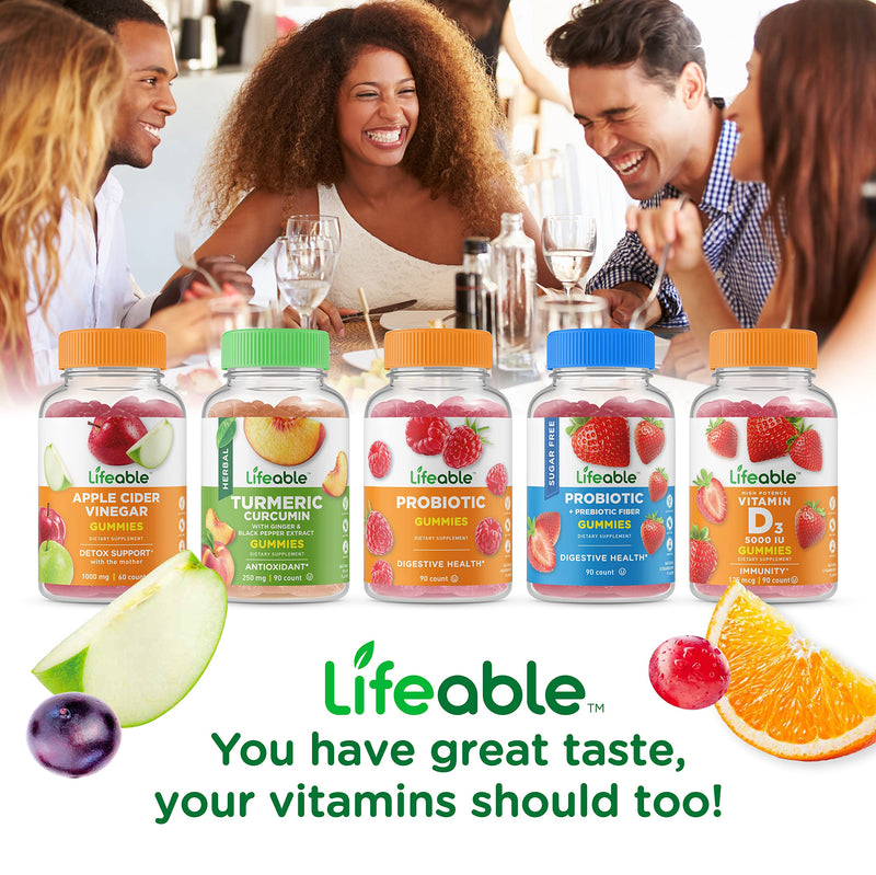 [Australia] - Lifeable Sugar Free Prebiotics Fiber for Adults - 4g - Great Tasting Natural Flavored Gummy Supplement - Keto Friendly - Gluten Free, Vegetarian, GMO Free - for Gut and Digestive Health - 90 Gummies 
