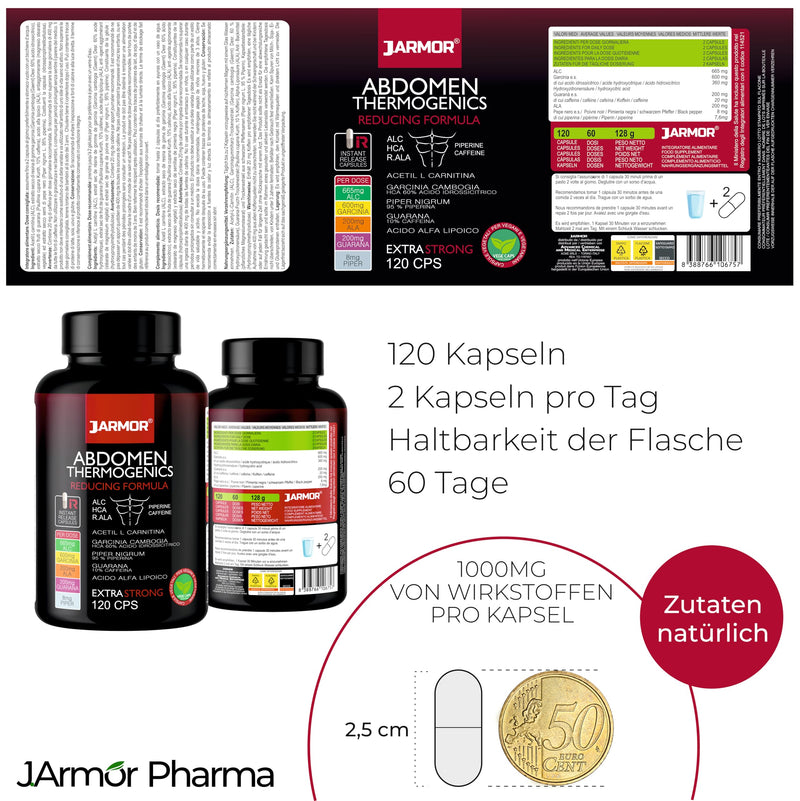 [Australia] - Abdomen 120 capsules | Dietary Supplement with Acetyl-L-Carnitine, Alpha-Lipoic Acid and Garcinia Cambogia - Energy, Metabolism and Weight Control | J. Armor Pharma 