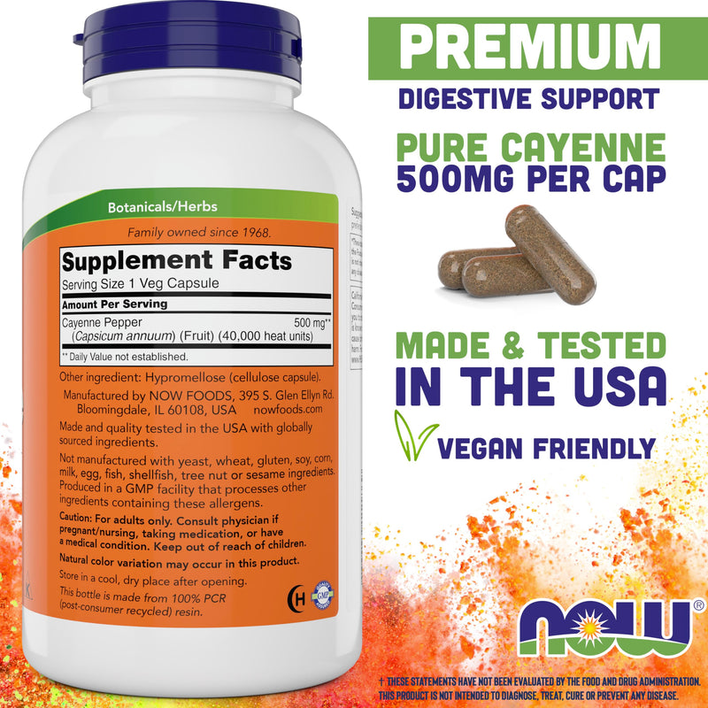 [Australia] - NOW Cayenne (Capsicum annuum) 500 mg, 360 Veg Capsules (Pack of 2) 