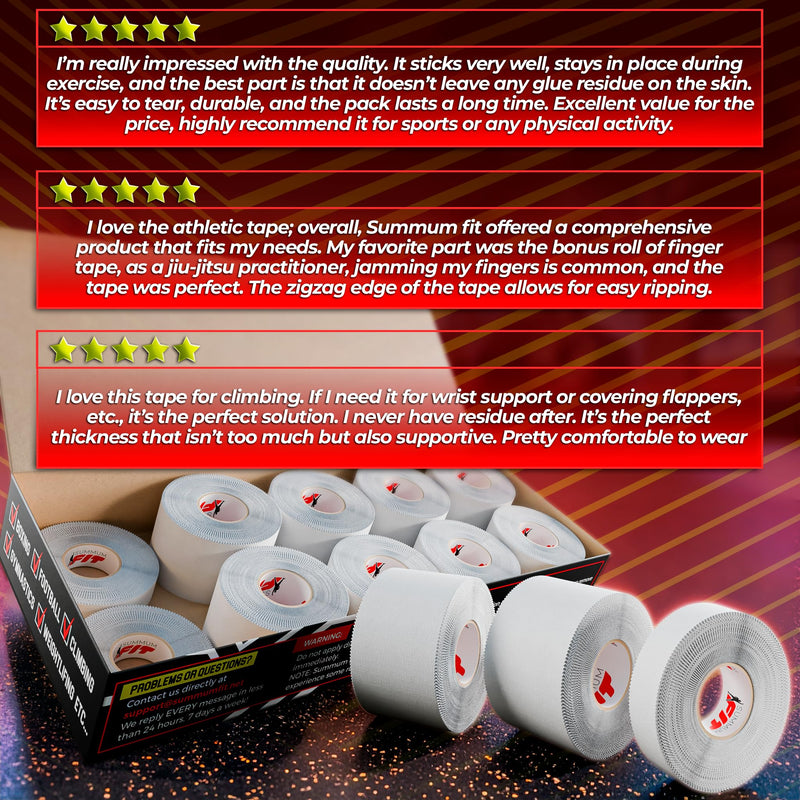 [Australia] - White Athletic Tape Extremely Strong: 8 Rolls + 2 Finger Rolls. Easy to Apply & No Residue. Sports Tape Athletic for Boxing Football Climbing or Gymnastics for Wrist Ankle & Hand Protection 8+2 Set 