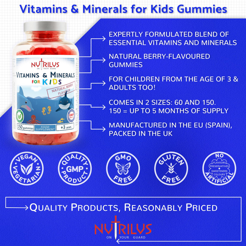 Vitamins & Minerals for Kids and Adults Natural Berry Gummies – Multivitamin & Zinc & Iodine – Growth & Immune & Hormones (150 Gummies) 150 count (Pack of 1)