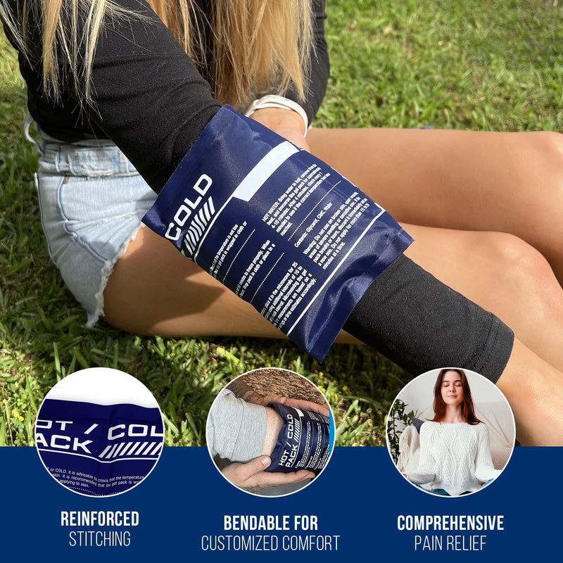 [Australia] - Flexible Ice Pack for Pain Relief - Reusable Gel Pack for Knee, Shoulder, Ankle, Back, and More - Bendable for Customized Comfort Ultra Flexible Gel Packs (2) 