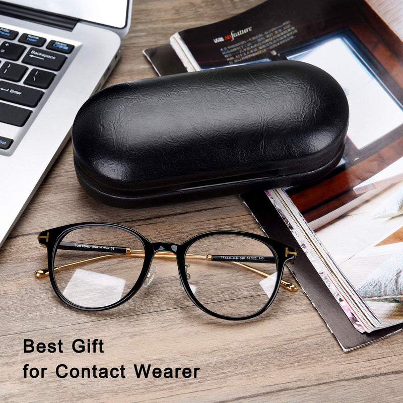 [Australia] - Muf 2 in 1 Double Sided Portable Contact Lens Case and Eyeglasses Case,Dual Use Design with Built-in Mirror,Tweezer and Contact Lens Solution Bottle Included for Travel Kit(Green) Black&Green 