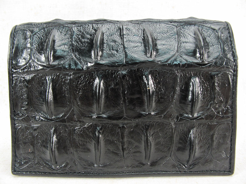 Pelgio Genuine Crocodile Alligator Skin Leather Passport Holder Wallet (Black) Black