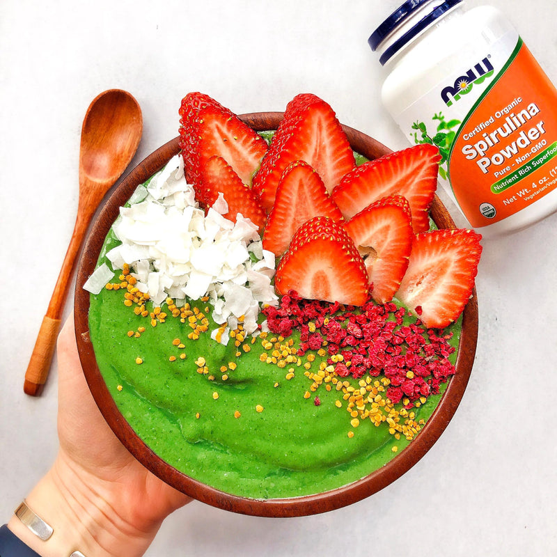 NOW Foods Supplements, Certified Organic, Spirulina Powder, Rich in Beta-Carotene (Vitamin A) and B-12 with naturally occurring GLA & Chlorophyll, 4-Ounce 4 Ounce (Pack of 1)