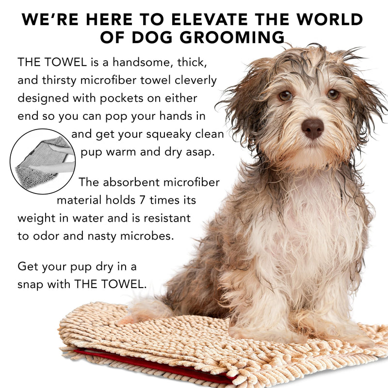 PRIDE AND GROOM The Towel – Thick, Soft, Super Absorbent Microfiber Towel for Dogs & Pets That is Quick Drying, Holds 7 Times its Weight in Water and Has Dual Pockets for Your Hands - PawsPlanet Australia