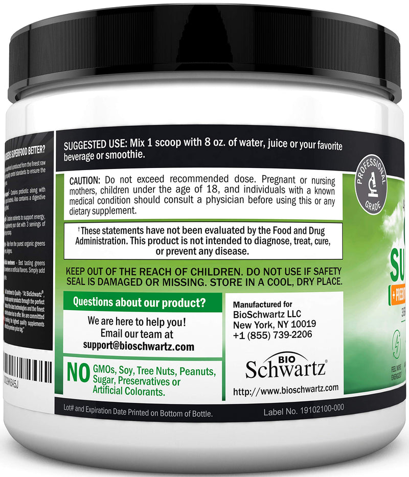 [Australia] - Super Greens Powder Superfood - Greens Powder with Probiotics Prebiotics Digestive Enzymes and 43 Green Superfoods - Chlorophyll Bilberry Chlorella Spirulina Grass - Tastes Amazing - 30 Servings 6.7 Ounce (Pack of 1) 