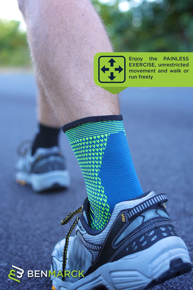 Achilles Tendon Support Brace, Plantar Fasciitis Sock, Ankle Compression Sleeve For Running, Tendonitis and Flat Feet Relief Fjord Blue Unisize