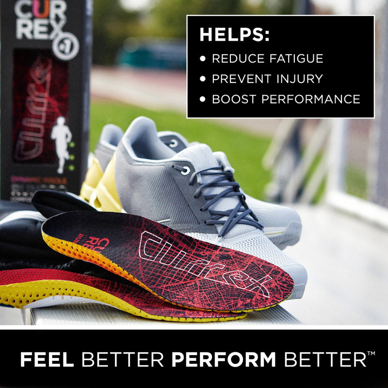 [Australia] - CURREX RunPro Insoles for Running Shoes – Arch Support Inserts to Help Reduce Fatigue, Prevent Injuries & Boost Performance – for Men & Women – Medium Arch, Medium Size M (Mens 7-8.5 / Womens 8.5-10) Medium Arch - Yellow 