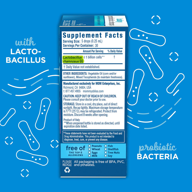 [Australia] - Mommy's Bliss Baby Probiotic Drops, Daily Gas, Constipation, and Colic Symptom Relief + Immune Support, Newborns & Up, 0.34 Fl Oz (30 Servings) 