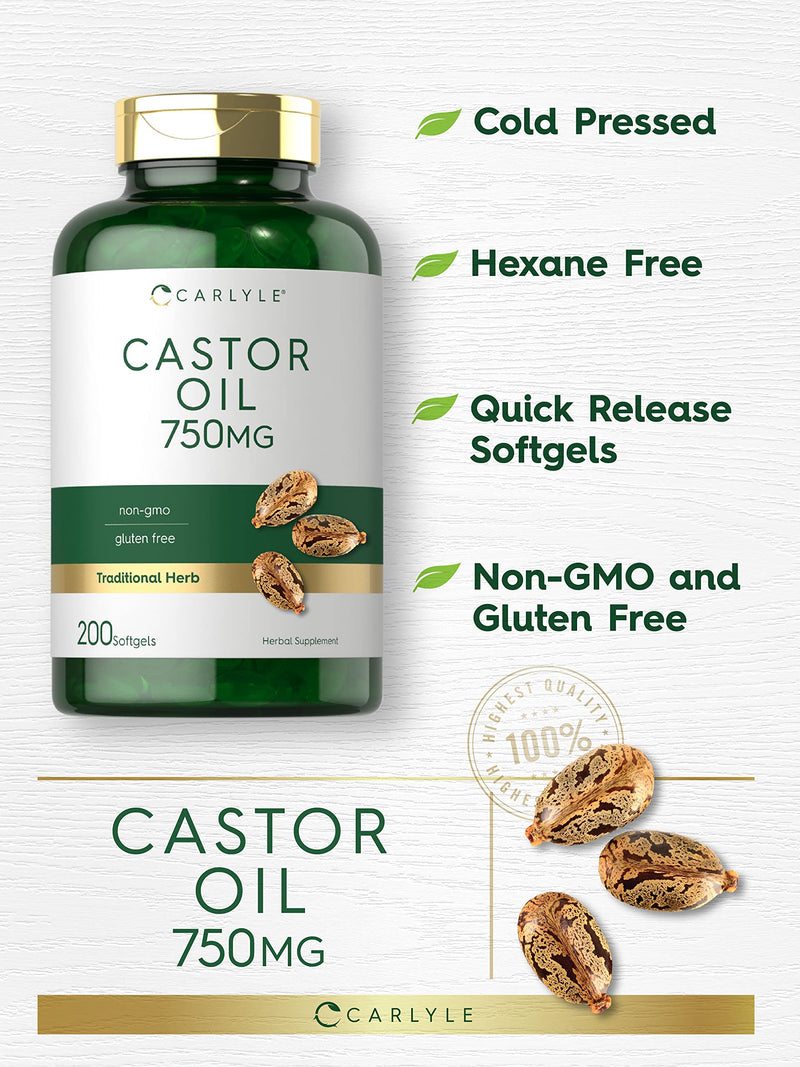 [Australia] - Carlyle Castor Oil 750mg | 200 Softgels | Traditional Herb | Non-GMO, Gluten Free Supplement 