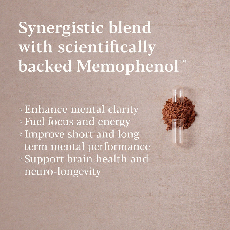 Higher Nature - Vital Memory⁺ - Brain Health Nootropic Supplement - Supports Energy & Mental Performance with Memophenol™, Lion's Mane Mushroom, Bacon Monnieri, True Food® B Vitamins - 60 Capsules