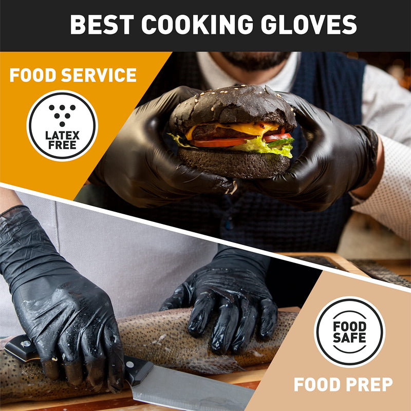 [Australia] - Black/Pink Vinyl Disposable Gloves Latex Free, Food Grade, 5 mil, Cooking, Cleaning, Hair Dye, 50/100/200/1000 Count Large (Pack of 50) Black 