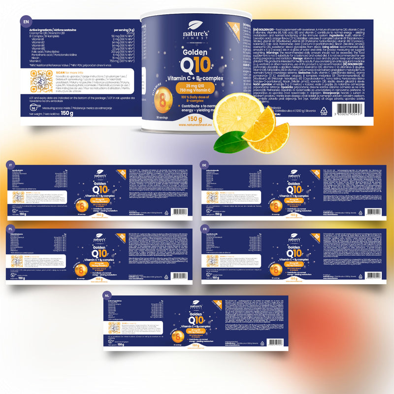Nature's Finest by Nutrisslim Golden Q10, High Strength Coenzyme Q10, Potent Q10 Supplements for Vitality, CQ10 Supplement Formula, Co Q10 Supplement for Energy Orange 150g (Single)