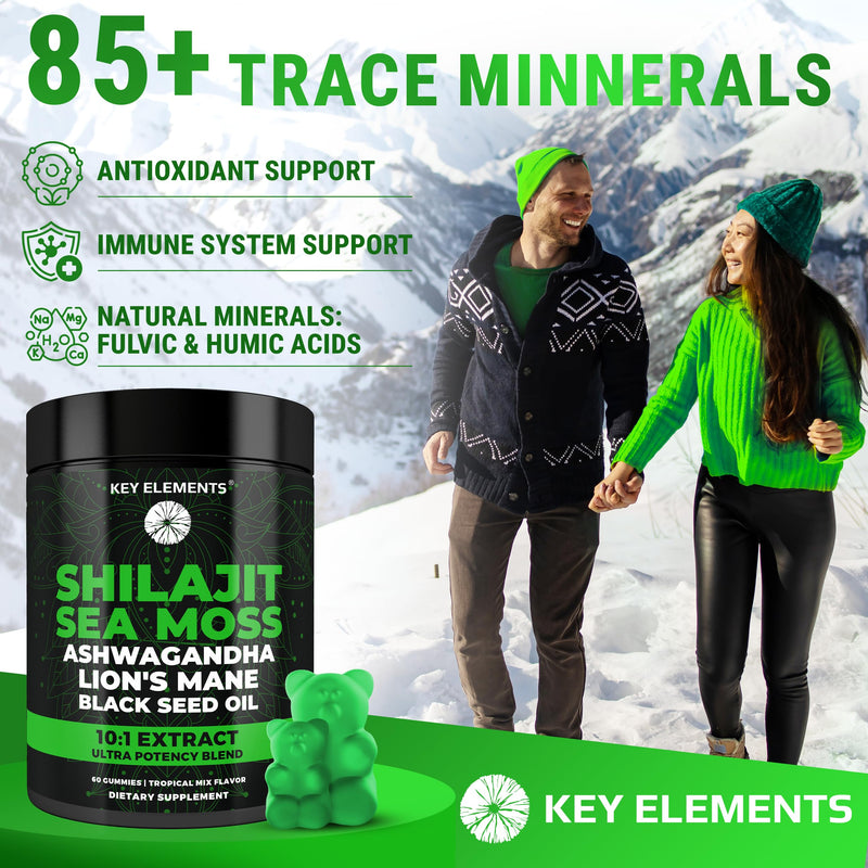 [Australia] - Organic Shilajit Gummies with Sea Moss Gummies - Shilajit Supplement for Immune Support - Pure Himalayan Shilajit and Ashwagandha with Sea Moss and Shilajit, Lion‚Äôs Mane Extract and Black Seed Oil 