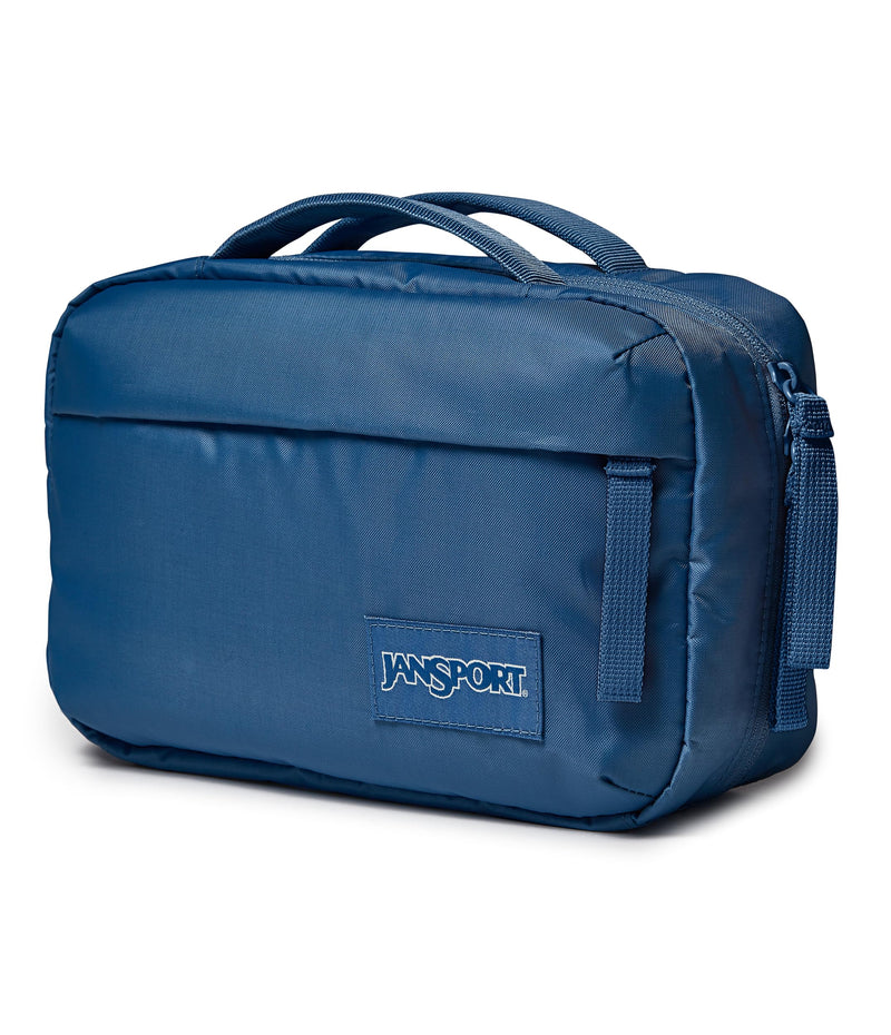 JanSport Good Latitude Hanging Toiletry Bag for Travel - Accordion Cosmetic Case with Waterproof Toothbrush Pocket - Hygiene Organizer 6L, Elemental Blue