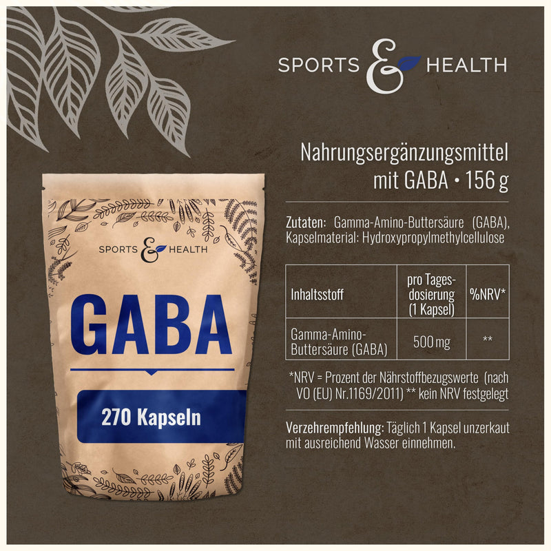 [Australia] - GABA capsules high dose - 500 mg per capsule - 270 capsules 500 mg each - Vegan - Gamma aminobutyric acid - GABA capsules high dose - 100% natural without additives - own production 
